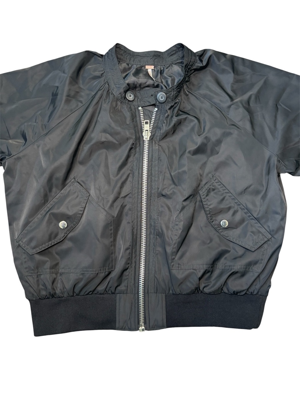 Free People Midnight Black Bomber Jacket - Lightweight Zip Front - Picture 5 of 10